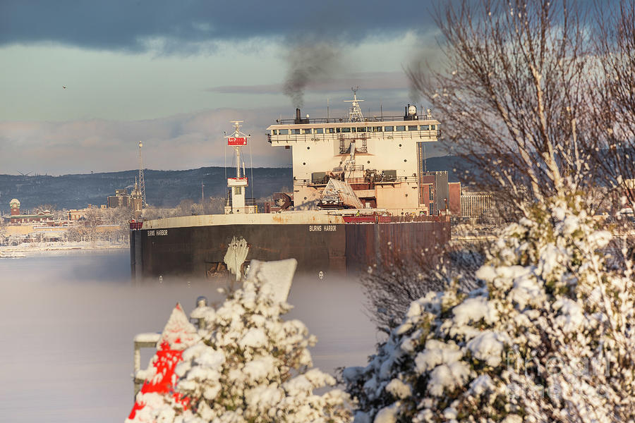 Ship Burns Harbor Winter Sault Michigan -6751 Photograph by Norris Seward