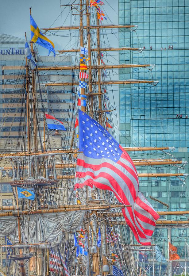 Baltimore Photograph - Ship in Baltimore Harbor by Marianna Mills