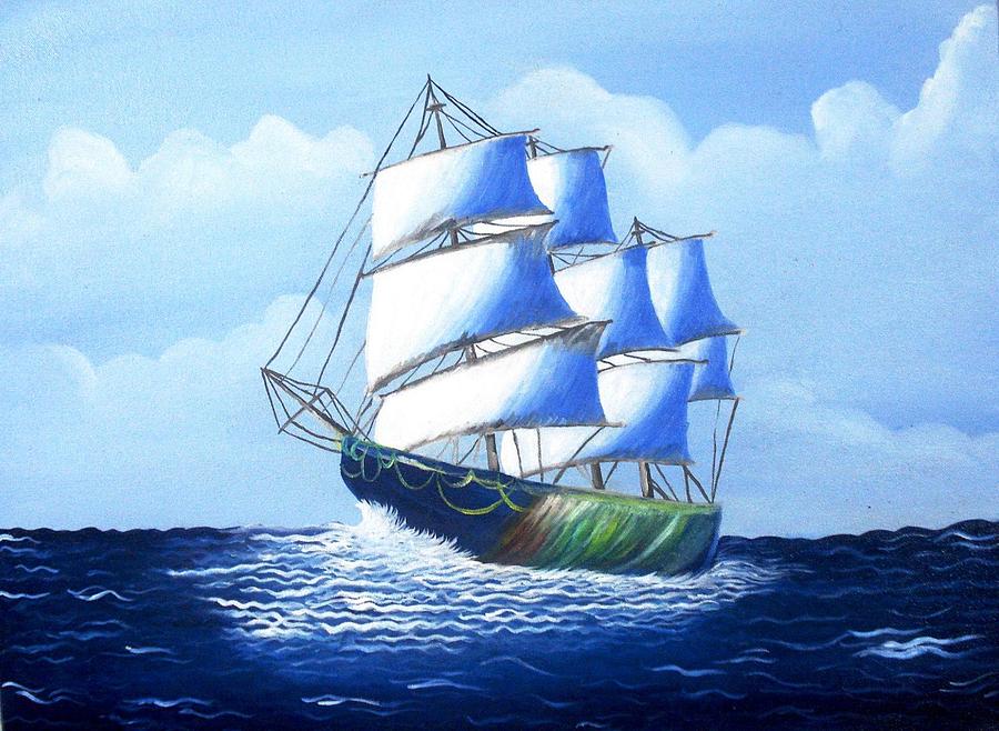 Ship In Sea Painting by Kailash Fine Art America