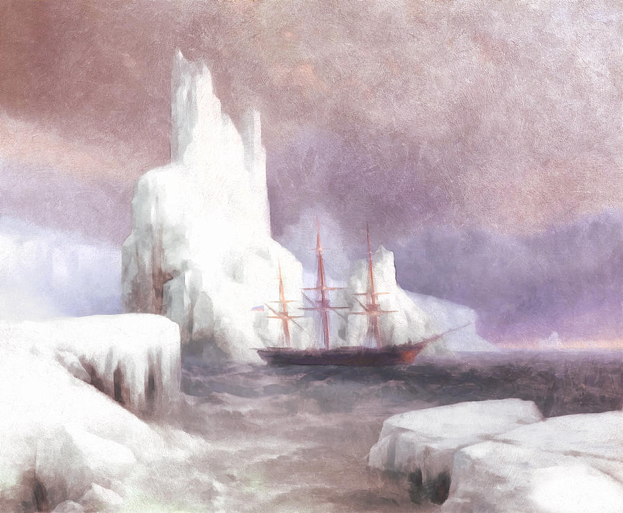 Winter Painting - Ship In Winter by Georgiana Romanovna