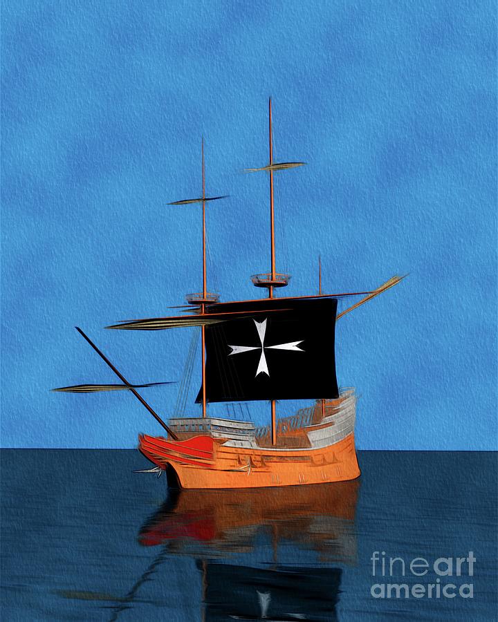 Ship of the Knights of Malta Painting by Esoterica Art Agency