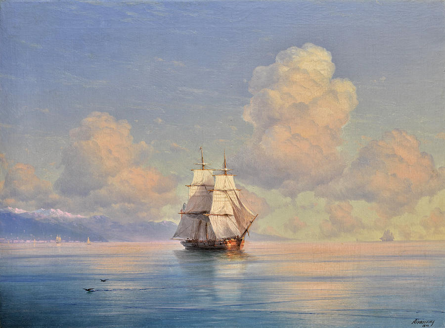 Ship Off the Coast Painting by Ivan Konstantinovich Aivazovsky