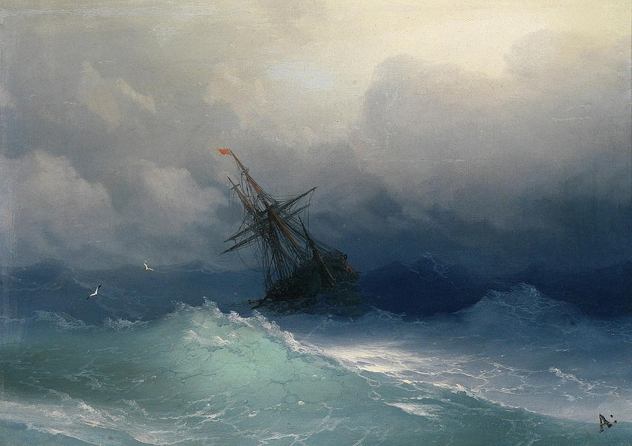 Nature Painting - Ship On Stormy Seas by Ivan Ayvazovsky