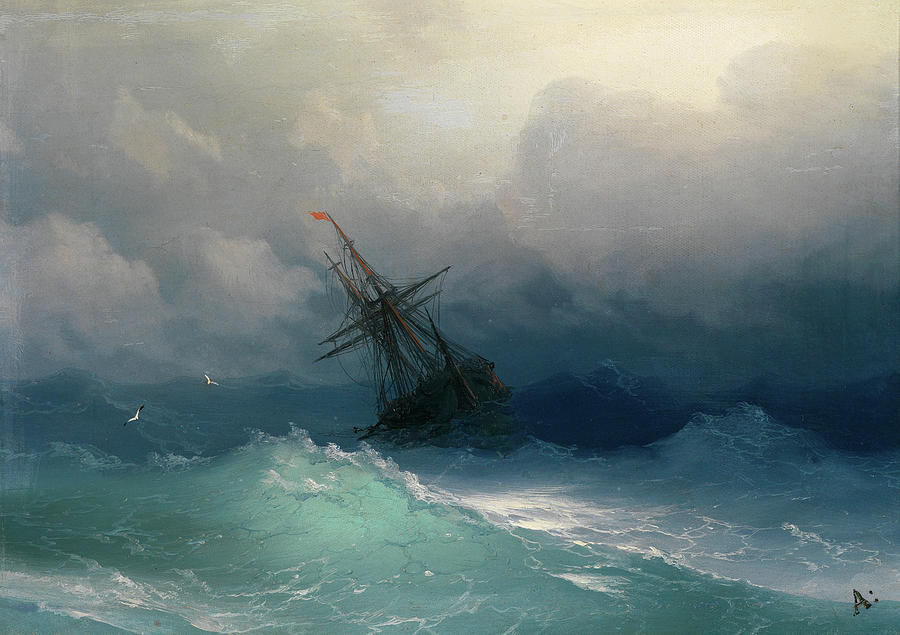 Ship on Stormy Seas Painting by MotionAge Designs