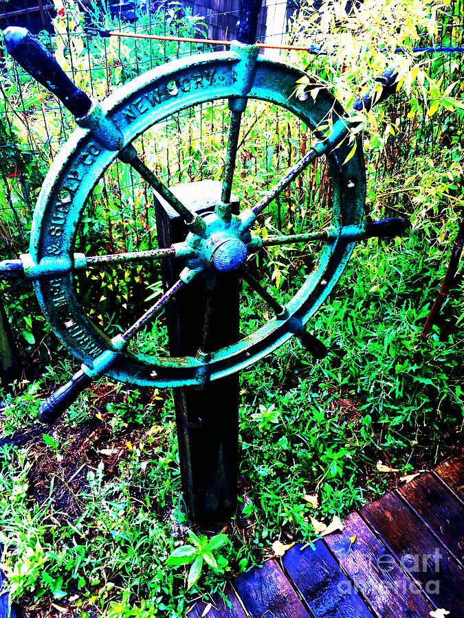 Vintage Photograph - Copper Ship Wheel by All Island Promos