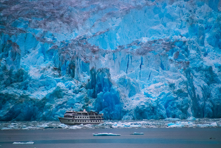 Ship with Glacier Photograph by Harry Spitz