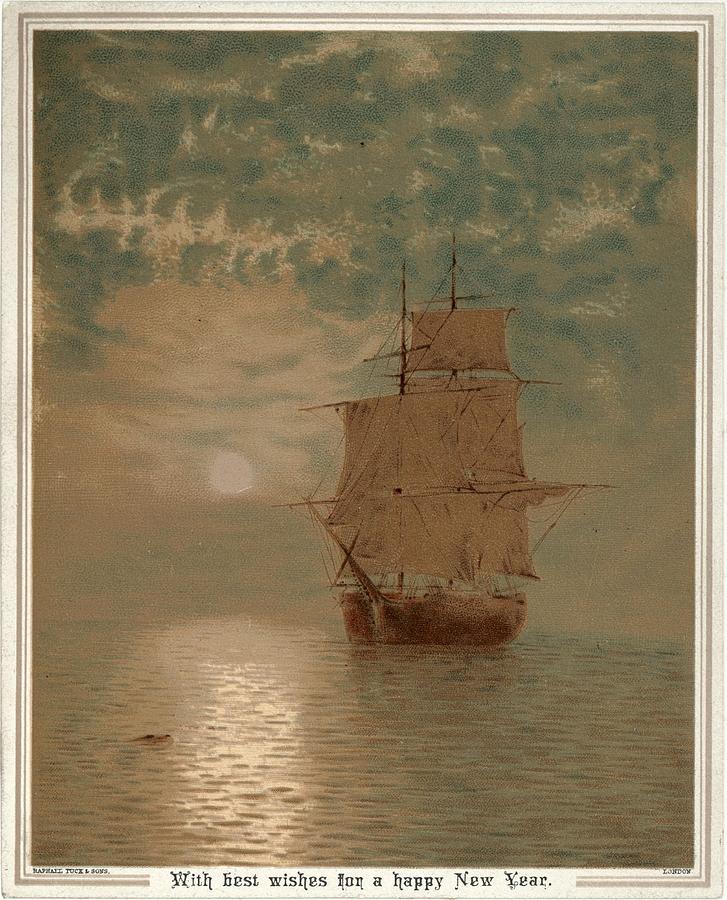 Landscape Photograph - Ship With Open Sails On Sunlit Ocean by Gillham Studios