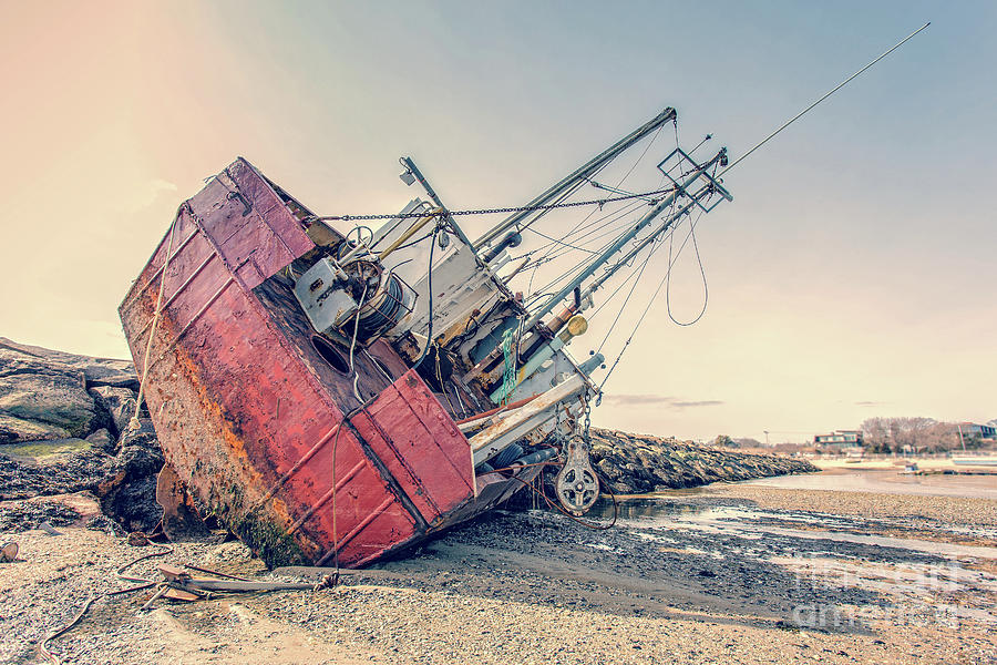 Shipwreck Provincetown Breakwater Photograph by Edward Fielding