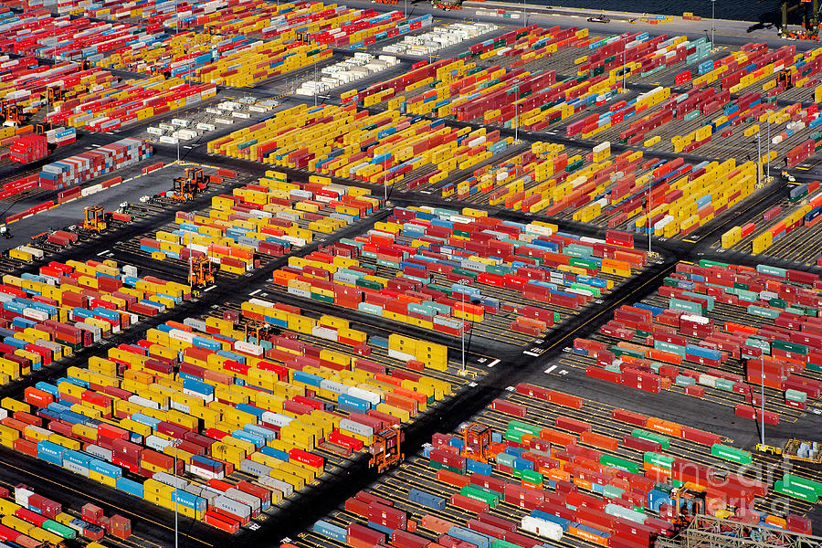 Shipping Container Yard Photograph by Phil Degginger