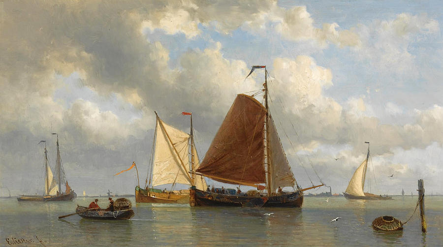 Shipping in a Calm Painting by Everhardus Koster
