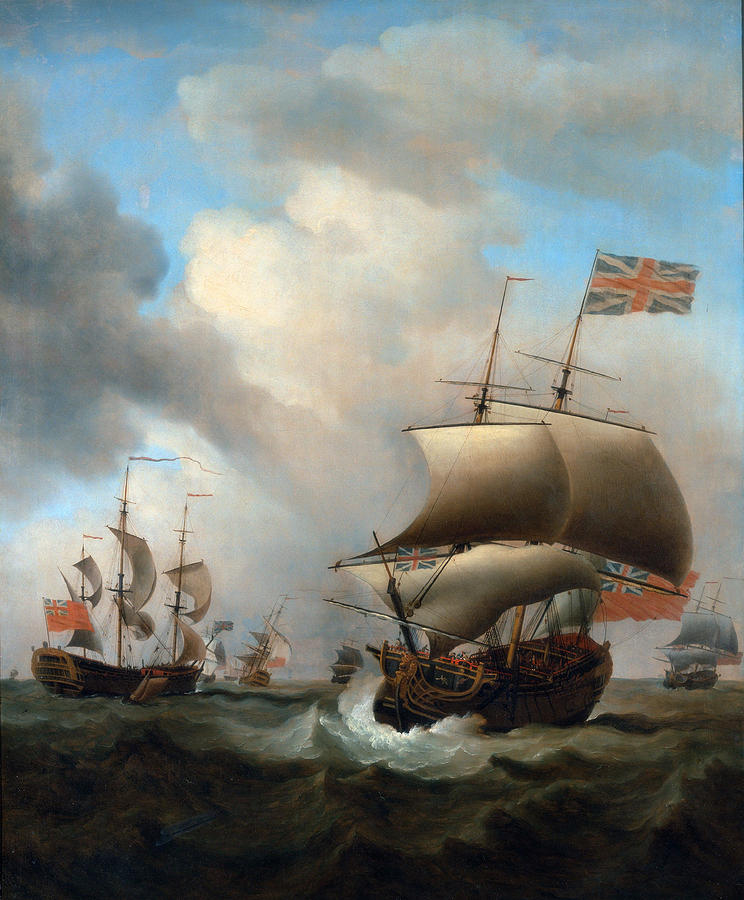 Samuel Scott Painting - Shipping in a Choppy Sea by Samuel Scott
