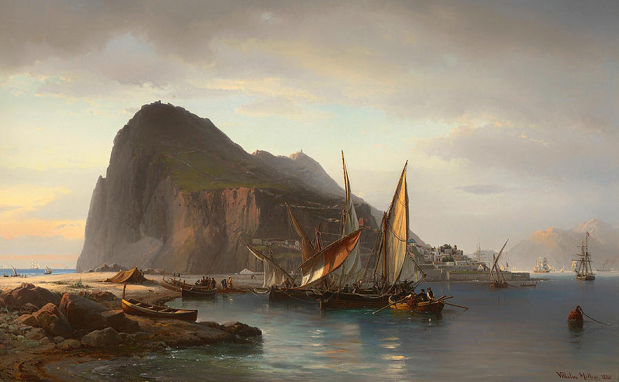 Shipping Off Gibraltar Painting by Mountain Dreams