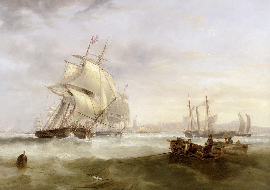 Boat Painting - Shipping off Hartlepool by John Wilson Carmichael