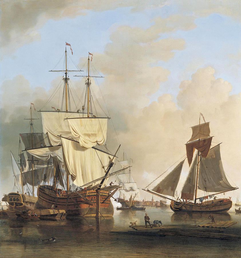 Shipping on the Thames Off Rotherhite Painting by Samuel Scott