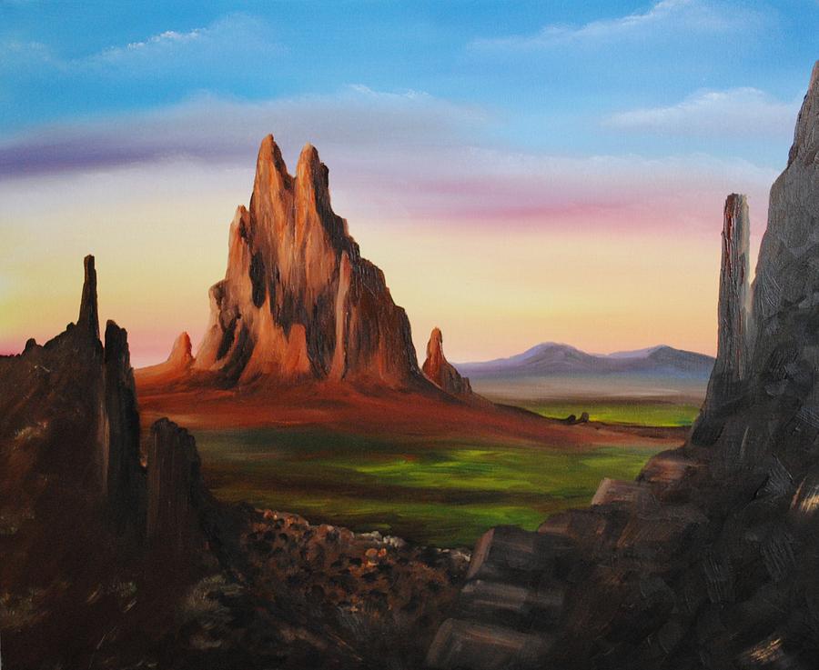 Shiprock NM Painting by John Johnson