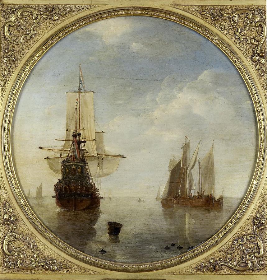 Ships at Anchor    Willem van de Velde II c 1650  c 1707 Painting by Vintage Collectables
