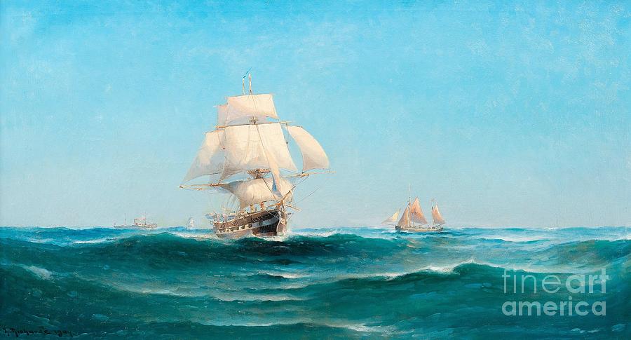 Ships At Sea Painting by MotionAge Designs