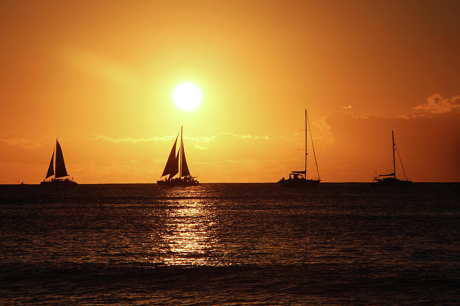 Ships At Sunset Photograph by Joe Hickson