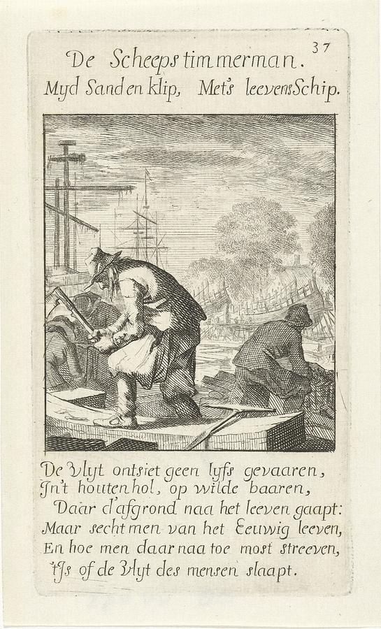 ships carpenter Scheepstimmerman Jan Luyken 1694 Drawing by Vintage Collectables