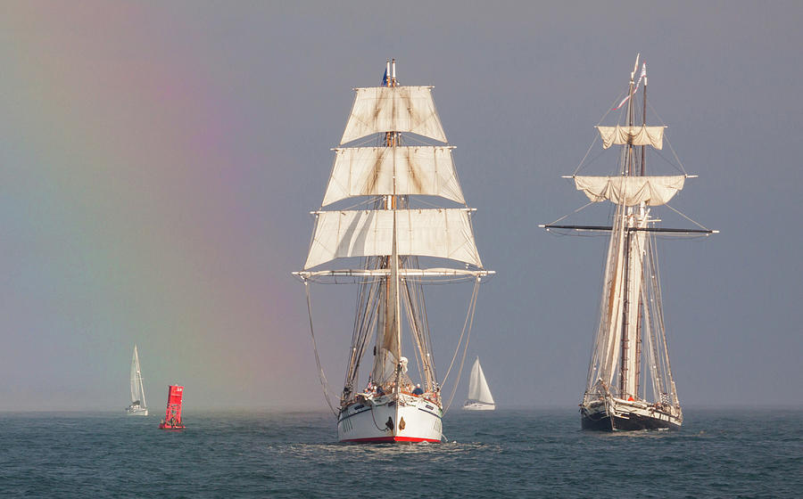 Ships in a Rainbow Photograph by Cliff Wassmann
