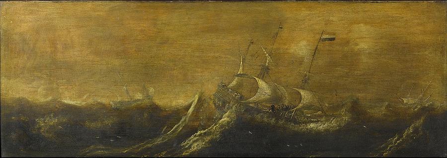 Ships in a Storm     Andries van Eertvelt   attributed to  1600   1652 Painting by Vintage Collectables