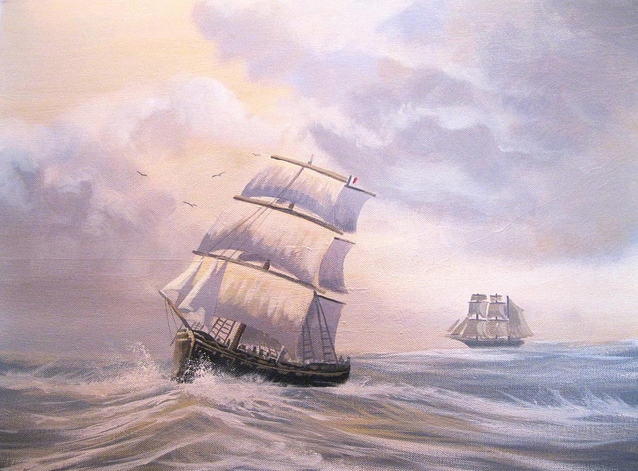 Ships In A Storm Painting by Cathal O malley