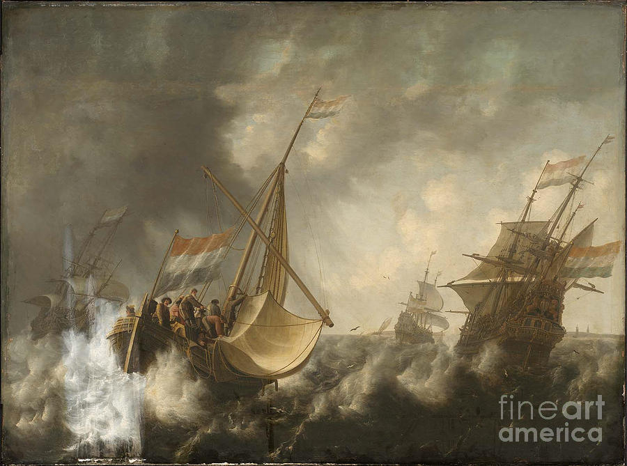 Ships in a Storm  Painting by MotionAge Designs
