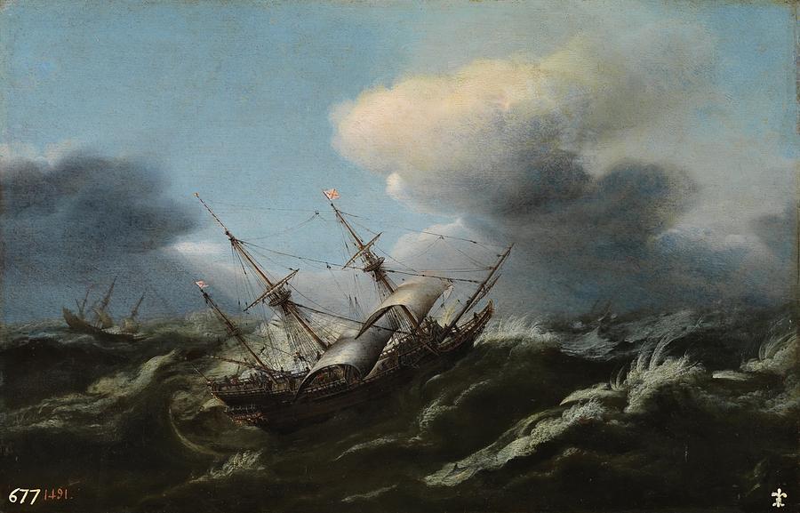 Wou Painting - Ships in a Storm by MotionAge Designs