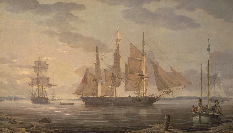 Robert Salmon Painting - Ships in Harbor by Robert Salmon