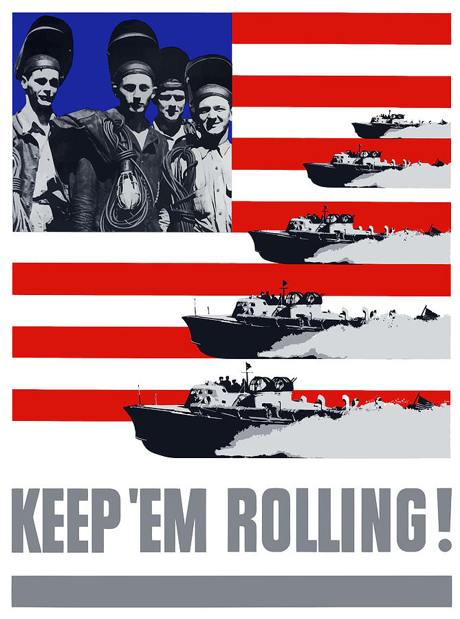 Us Navy Painting - Ships -- Keep Em Rolling by War Is Hell Store