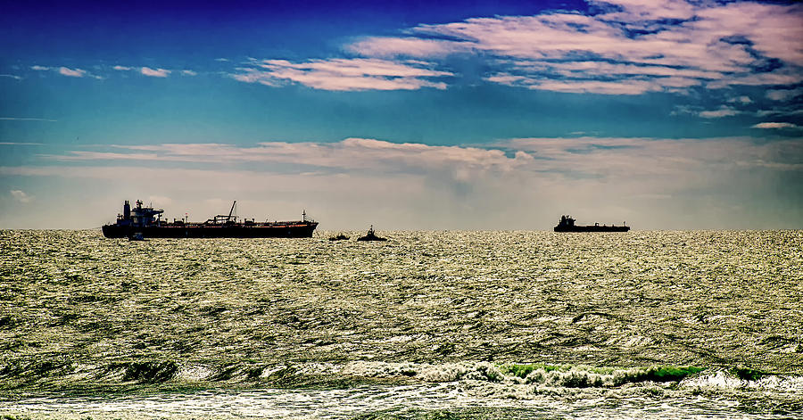 Ships Off The Coast Photograph by Joseph Hollingsworth