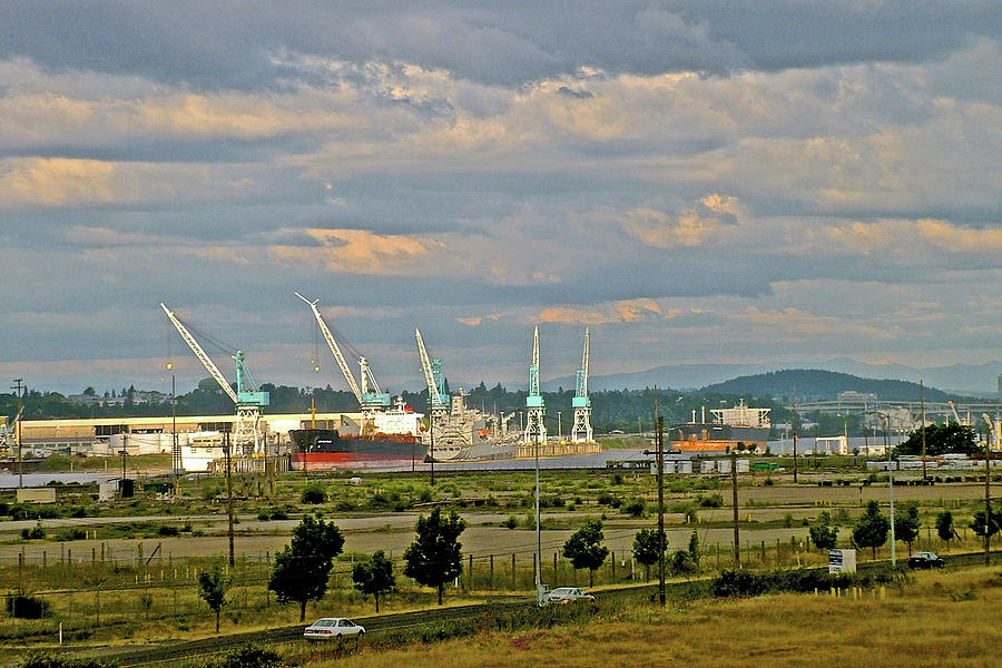 Ships on Columbia River in Vancouver, Washington Photograph by Ruth Hager