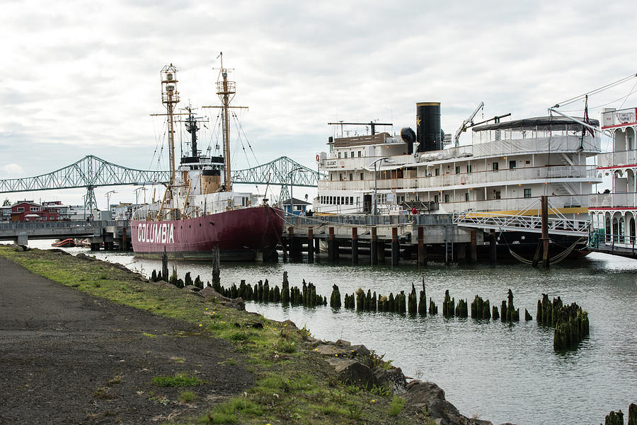 Ships on the Astoria Waterfront Photograph by Tom Cochran