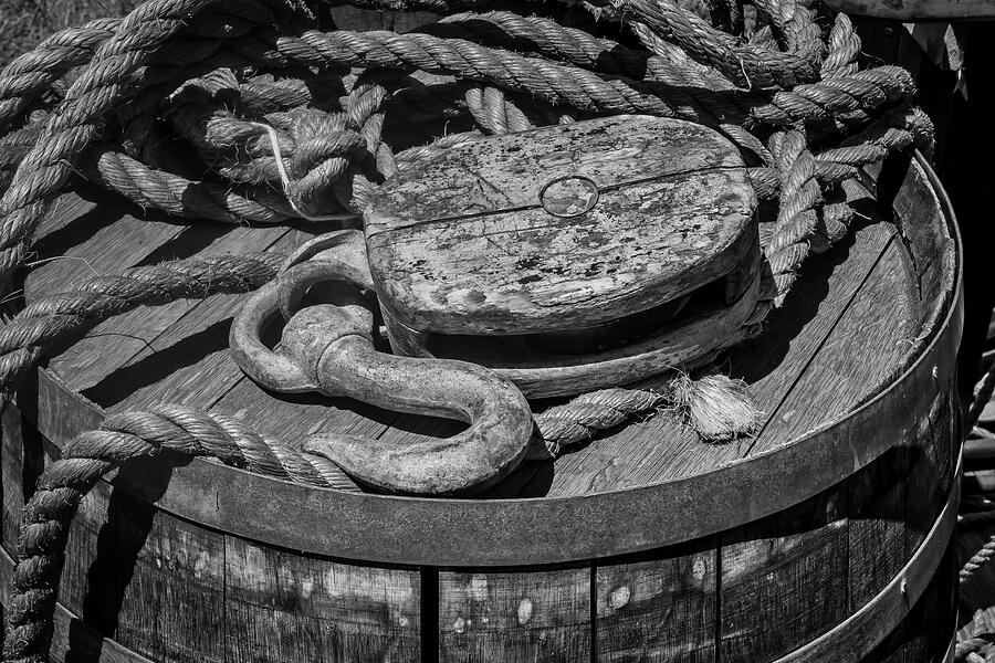 Ships Rope And Pully Photograph by Garry Gay