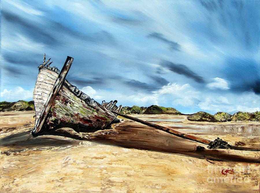 Shipwreck Co Donegal Ireland Painting by Corina Hogan