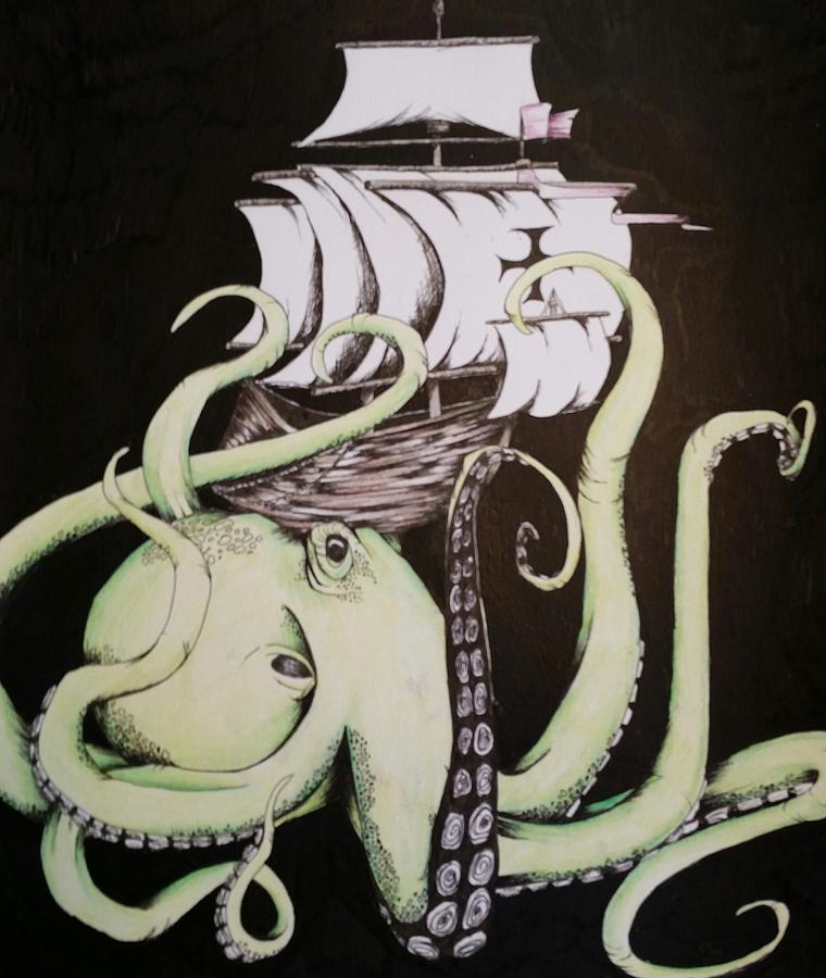 octopus shipwreck drawing