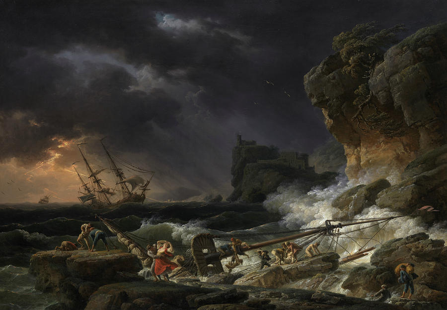 Shipwreck in a Thunderstorm Painting by Claude-Joseph Vernet