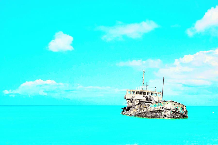 Boat Photograph - Shipwreck In Blue by Karl Anderson