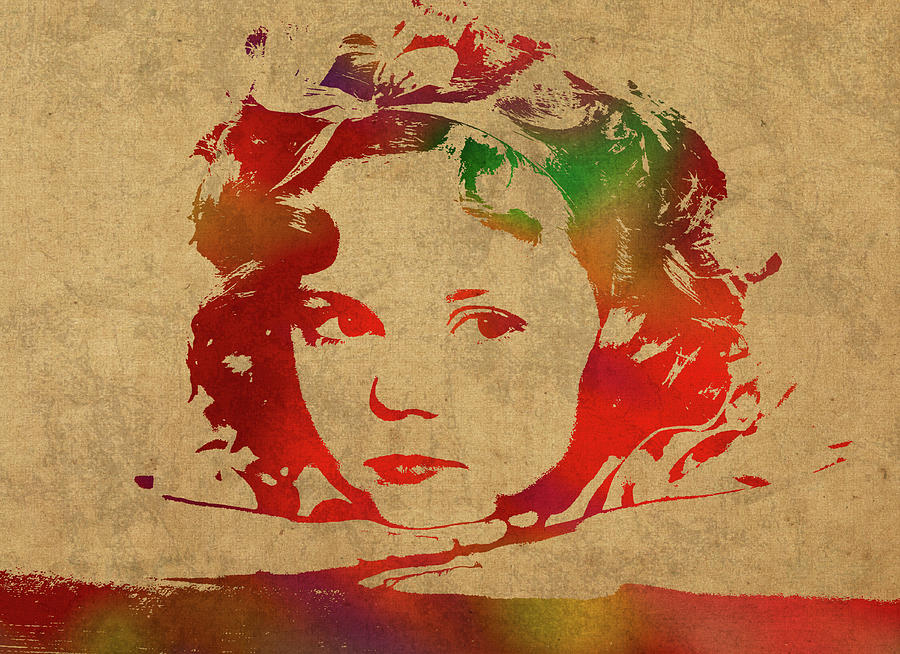 Shirley Temple Mixed Media - Shirley Temple Watercolor Portrait by Design Turnpike