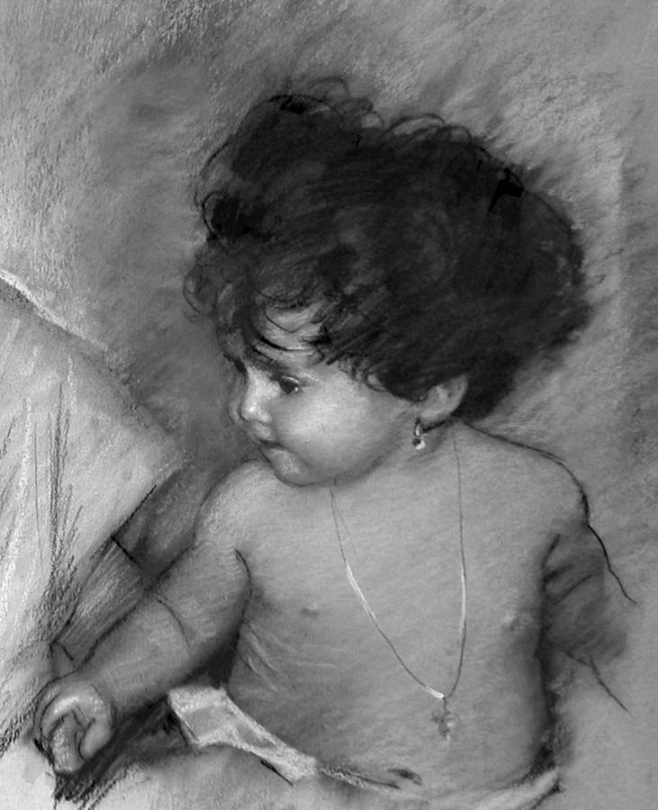 Baby Drawing - Shirtless Baby by Ylli Haruni
