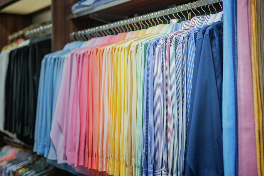 Shirts multi color in shopping mall Photograph by Anek Suwannaphoom