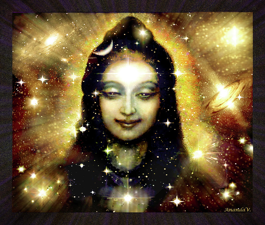 Shiva in golden Space  Mixed Media by Ananda Vdovic