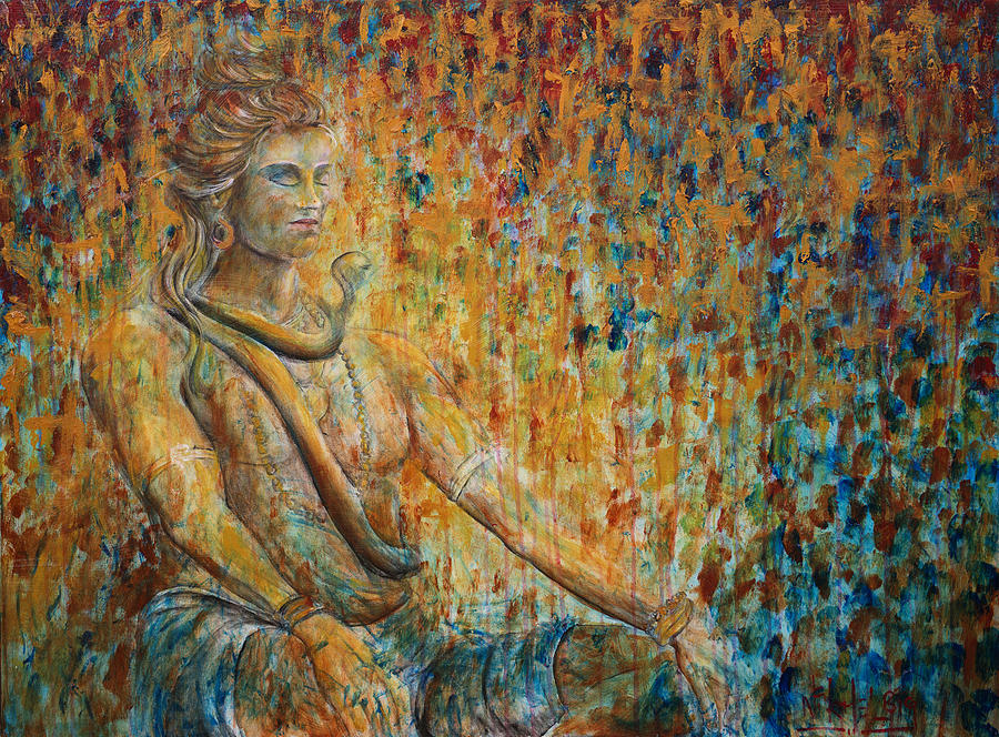 Shiva Meditation 2 Painting by Nik Helbig