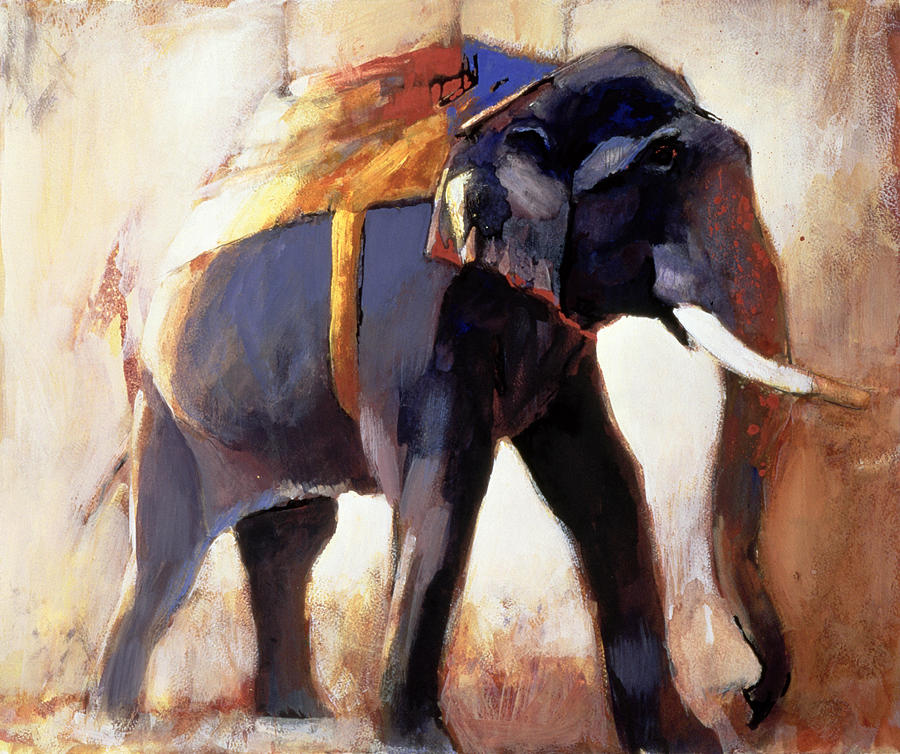 Elephant Painting - Shivaji  Khana by Mark Adlington