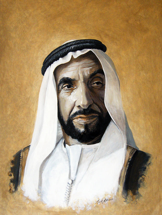 Uae Painting - Shk Zayed bin Sultan Al Nahyan Founder Of the UAE PBUH by Mark Robinson
