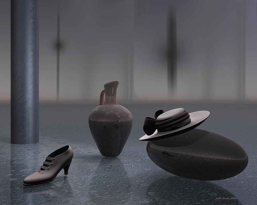 Shoe and Hat in Gray Digital Art by Judi Suni Hall