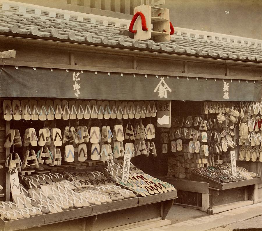 Shoe store in Japan, ca. 1890 - 1894 Photograph by Vincent Monozlay