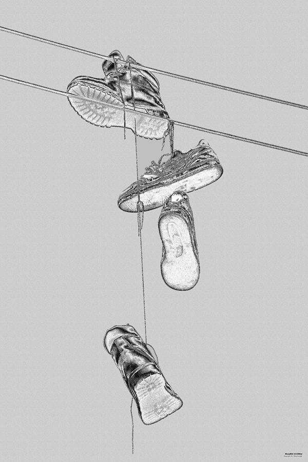 Shoefiti 2103bw Photograph by Brian Gryphon