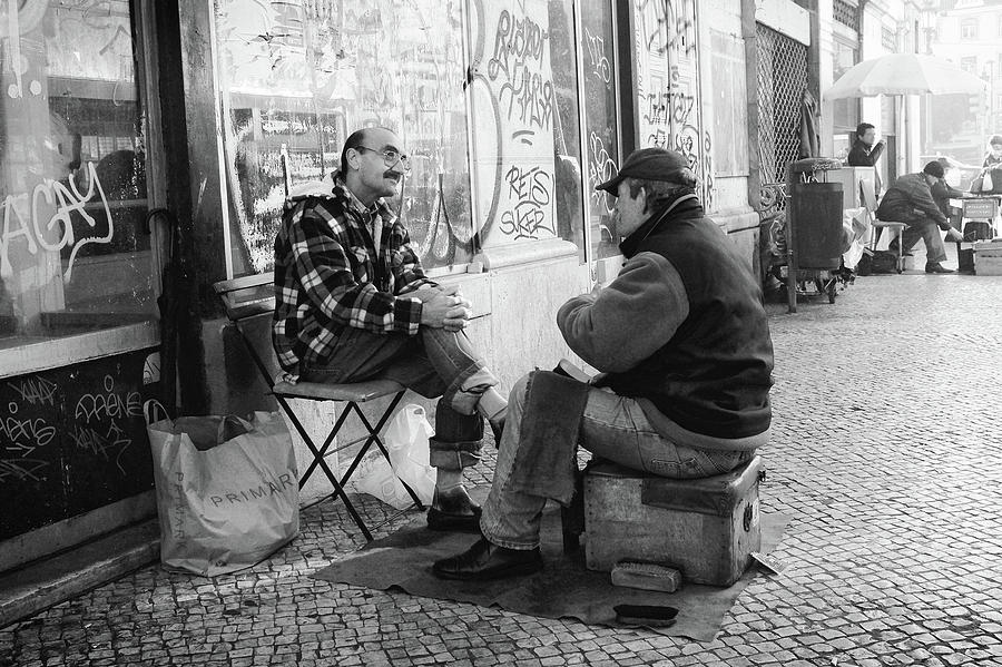 Shoeshine and a Chat  Photograph by Carlos Caetano