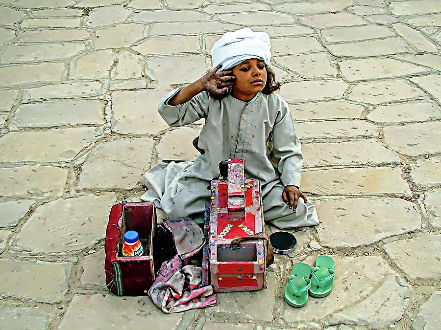 Shoeshine Girl - Nile River, Egypt Digital Art by Joseph Hendrix